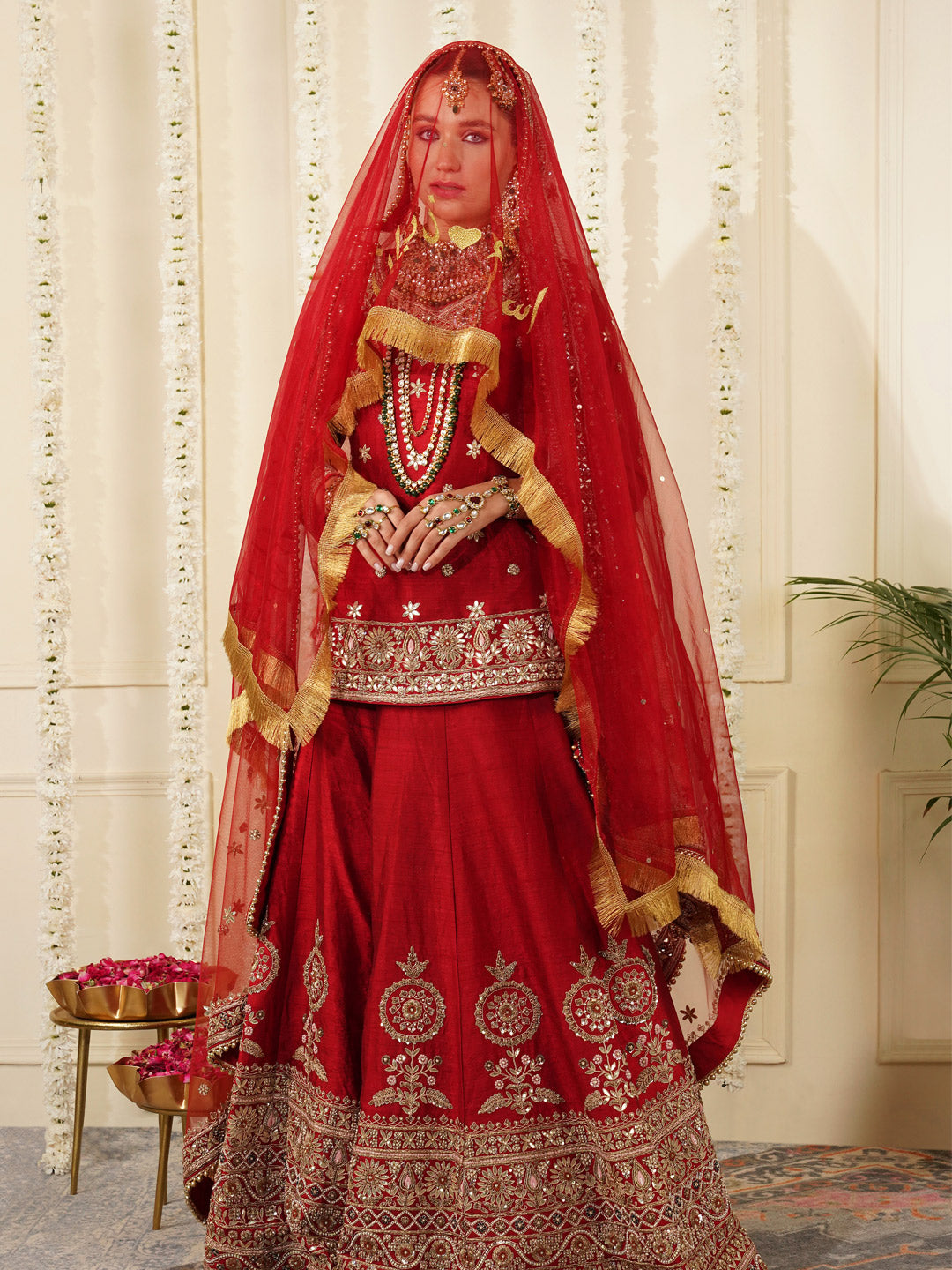 Bridal Dupatta - Centre Embroidery