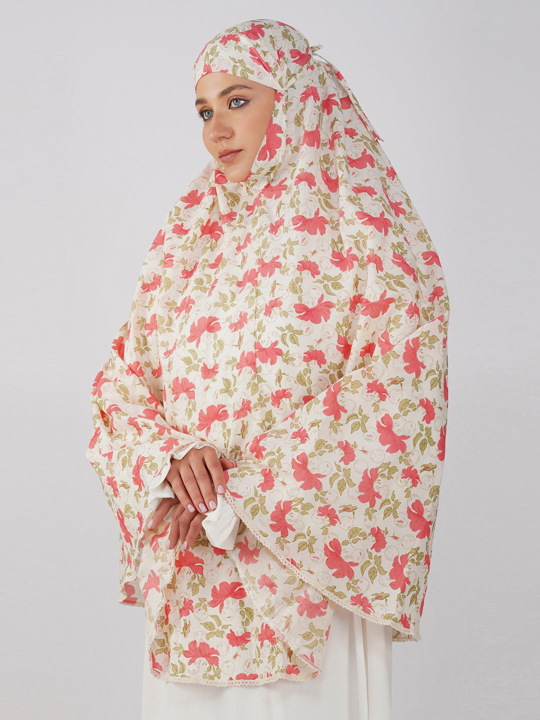 Noor Jahan Pink Hibiscus Cotton Namaz Makhna