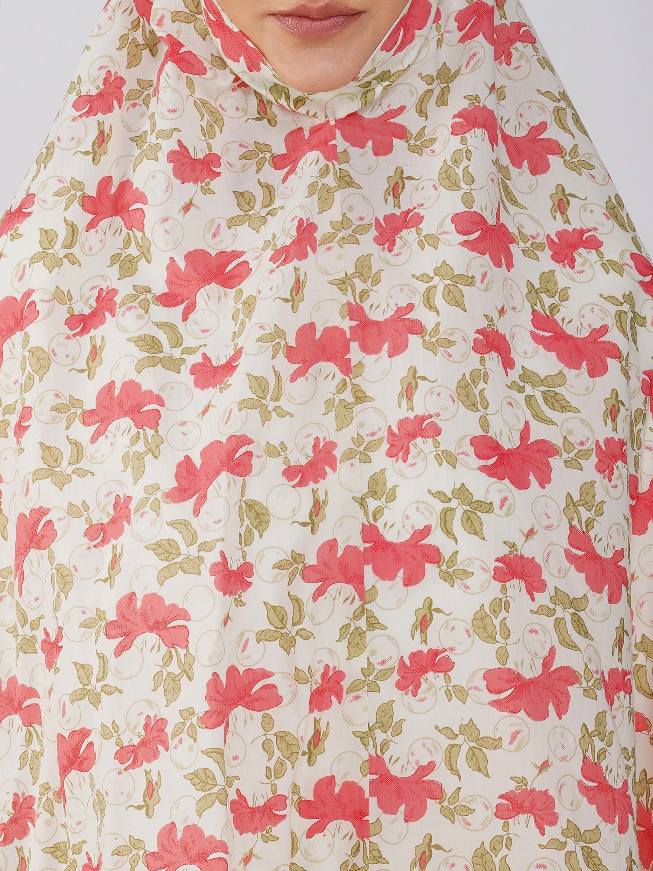 Noor Jahan Pink Hibiscus Cotton Namaz Makhna