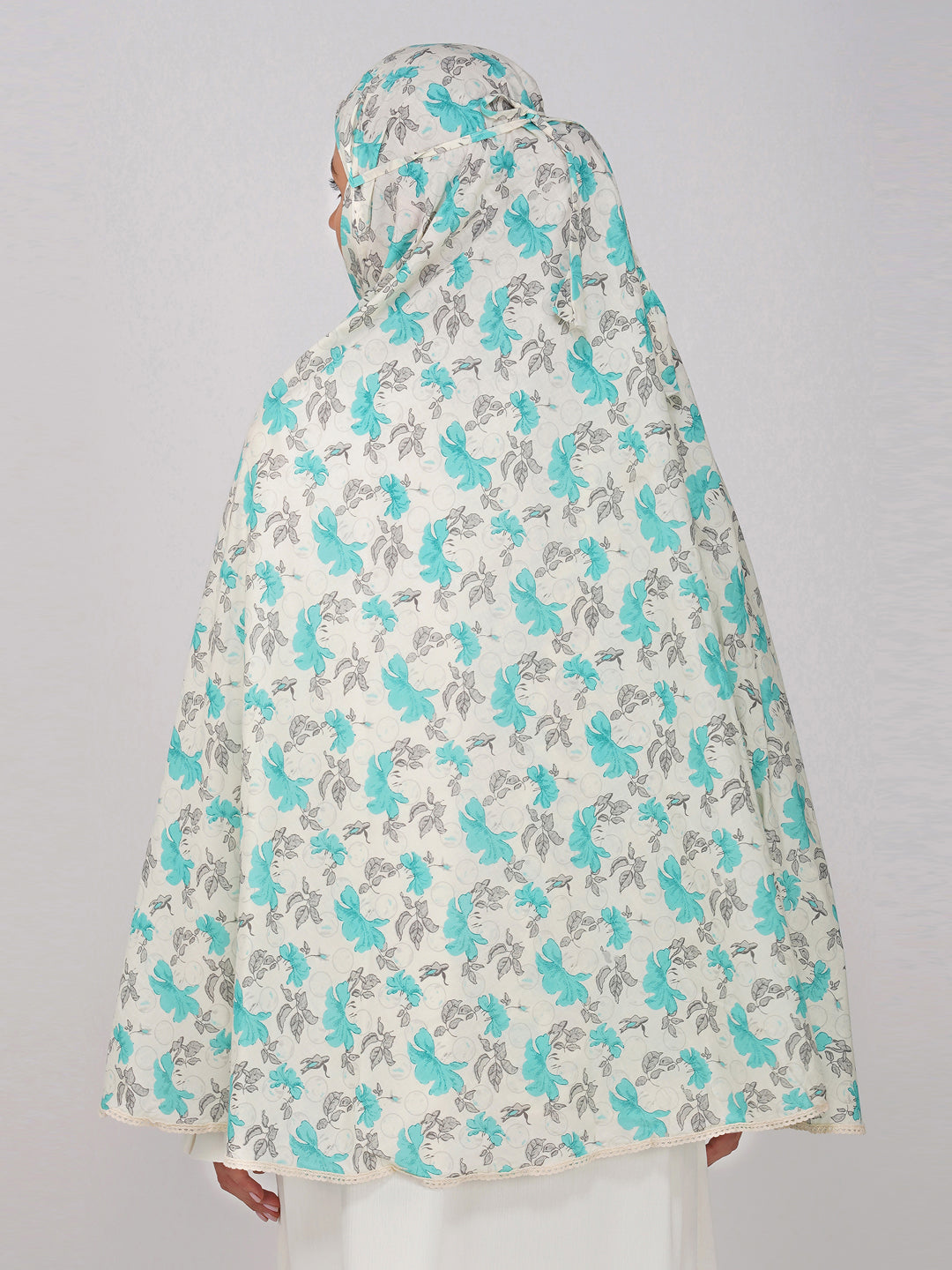 Noor Jahan Blue Hibiscus Cotton Namaz Makhna