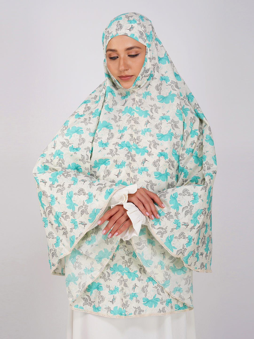 Noor Jahan Blue Hibiscus Cotton Namaz Makhna