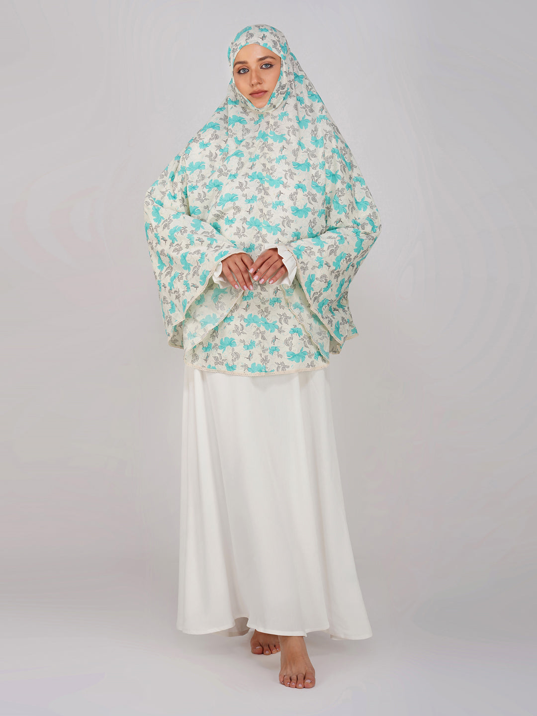 Noor Jahan Blue Hibiscus Cotton Namaz Makhna