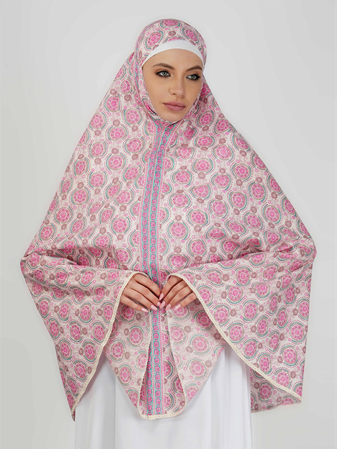 Farah Pink Floral Cotton Namaz Makhna