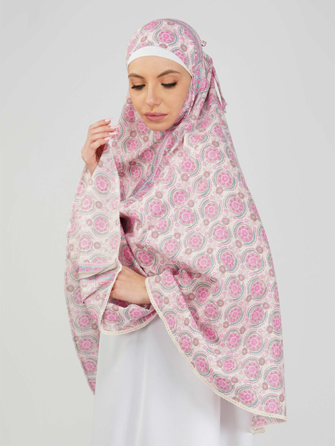 Farah Pink Floral Cotton Namaz Makhna