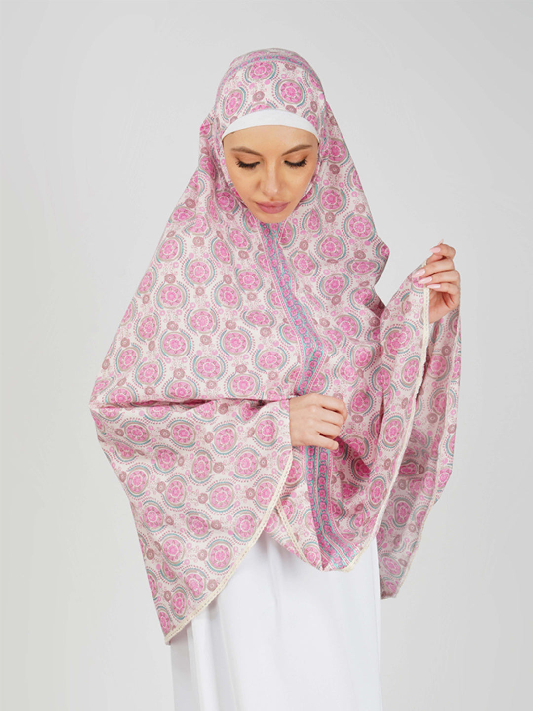 Farah Pink Floral Cotton Namaz Makhna