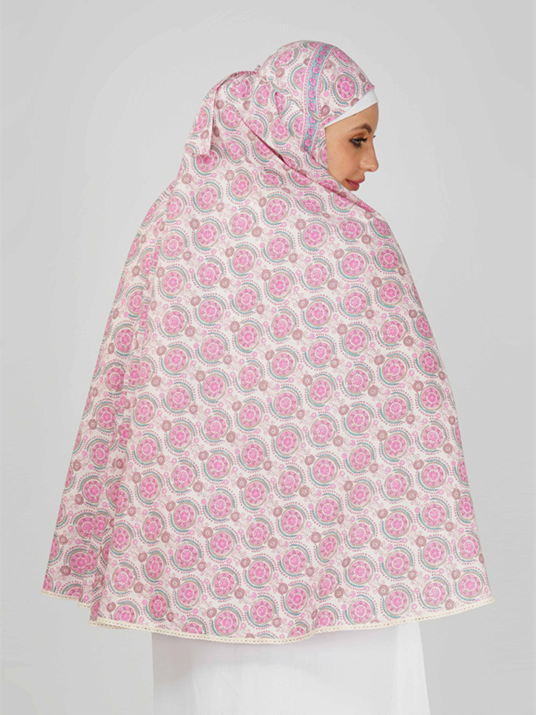 Farah Pink Floral Cotton Namaz Makhna