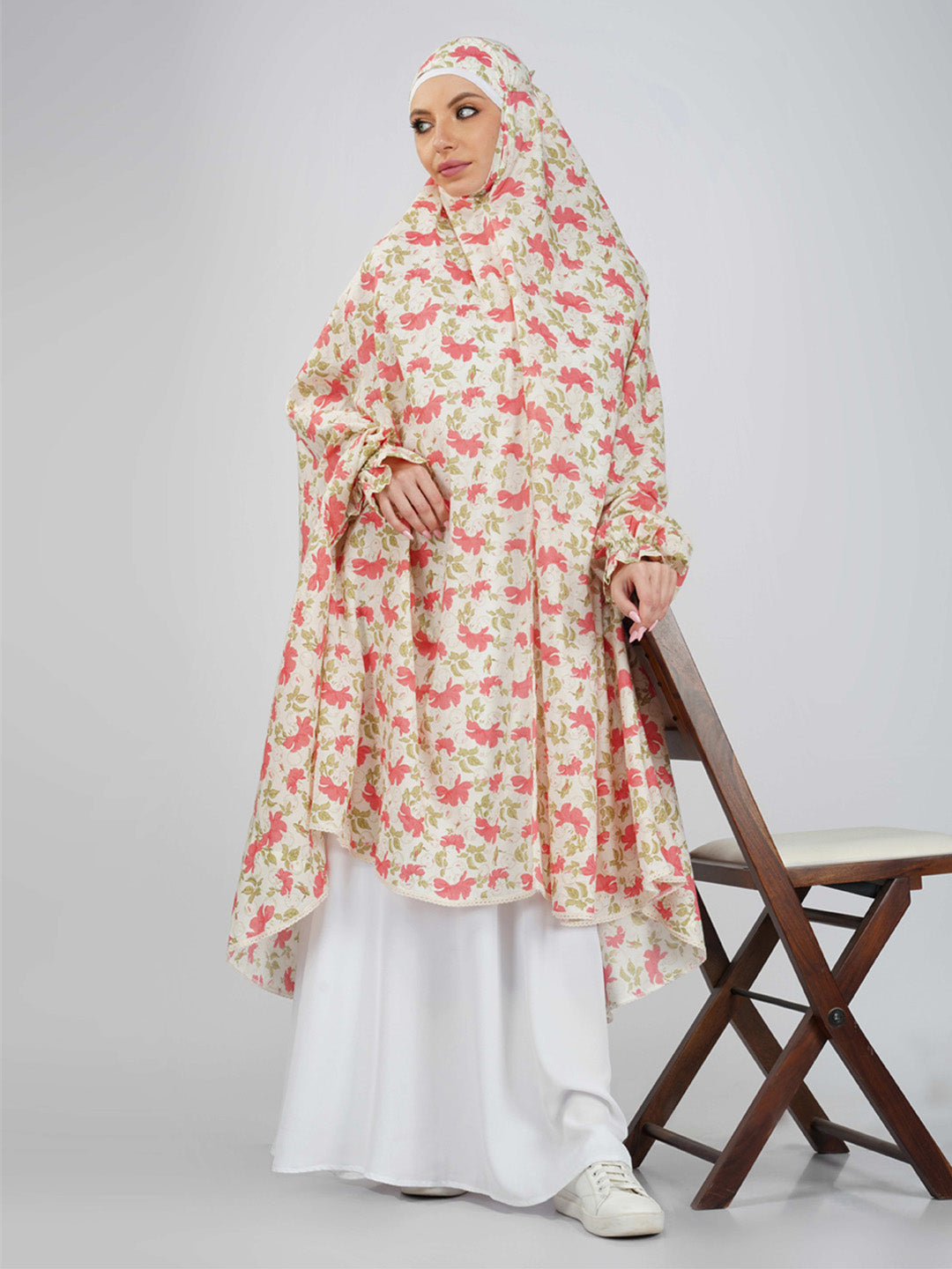 Noor Jahan Hibiscus Floral Knee Length Cotton Namaz Makhna