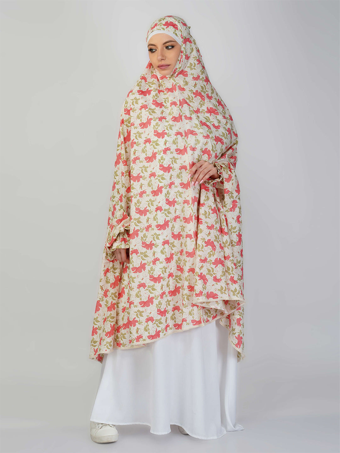 Noor Jahan Hibiscus Floral Knee Length Cotton Namaz Makhna