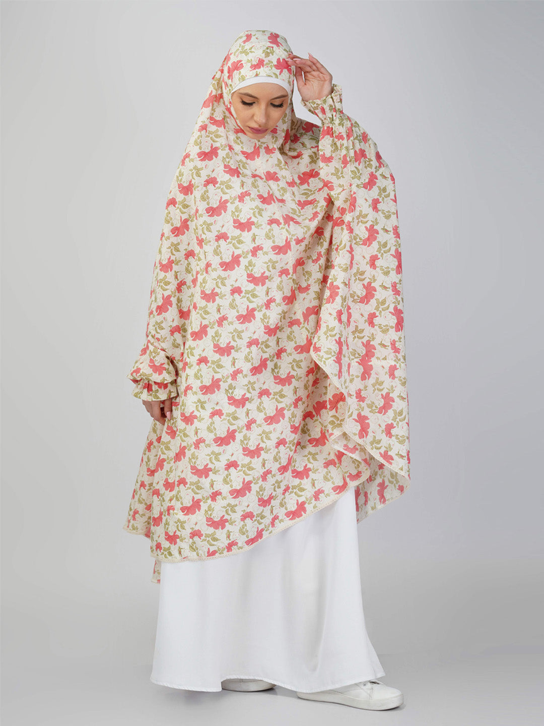 Noor Jahan Hibiscus Floral Knee Length Cotton Namaz Makhna
