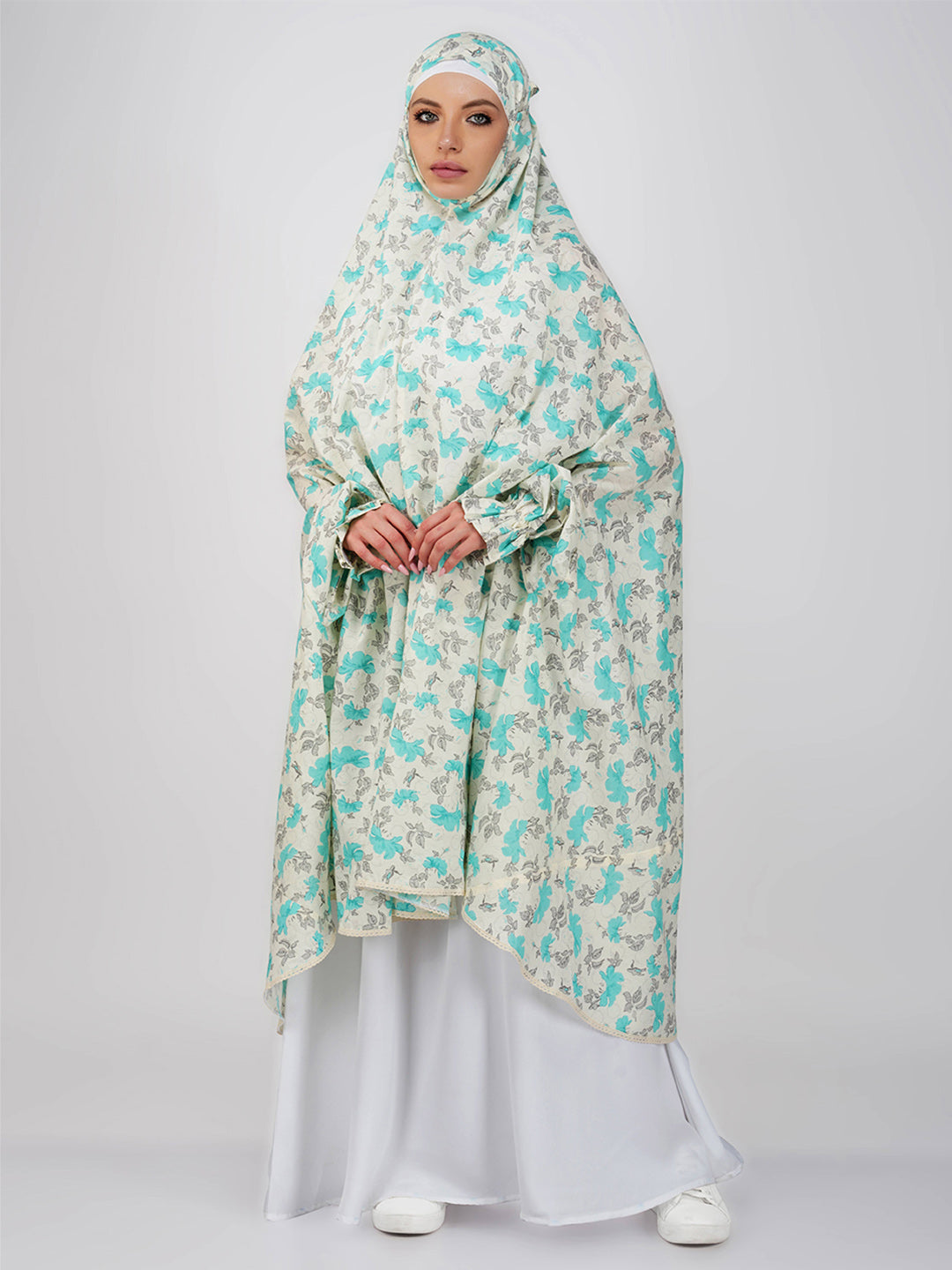 Noor Jahan Hibiscus Floral Knee Length Cotton Namaz Makhna