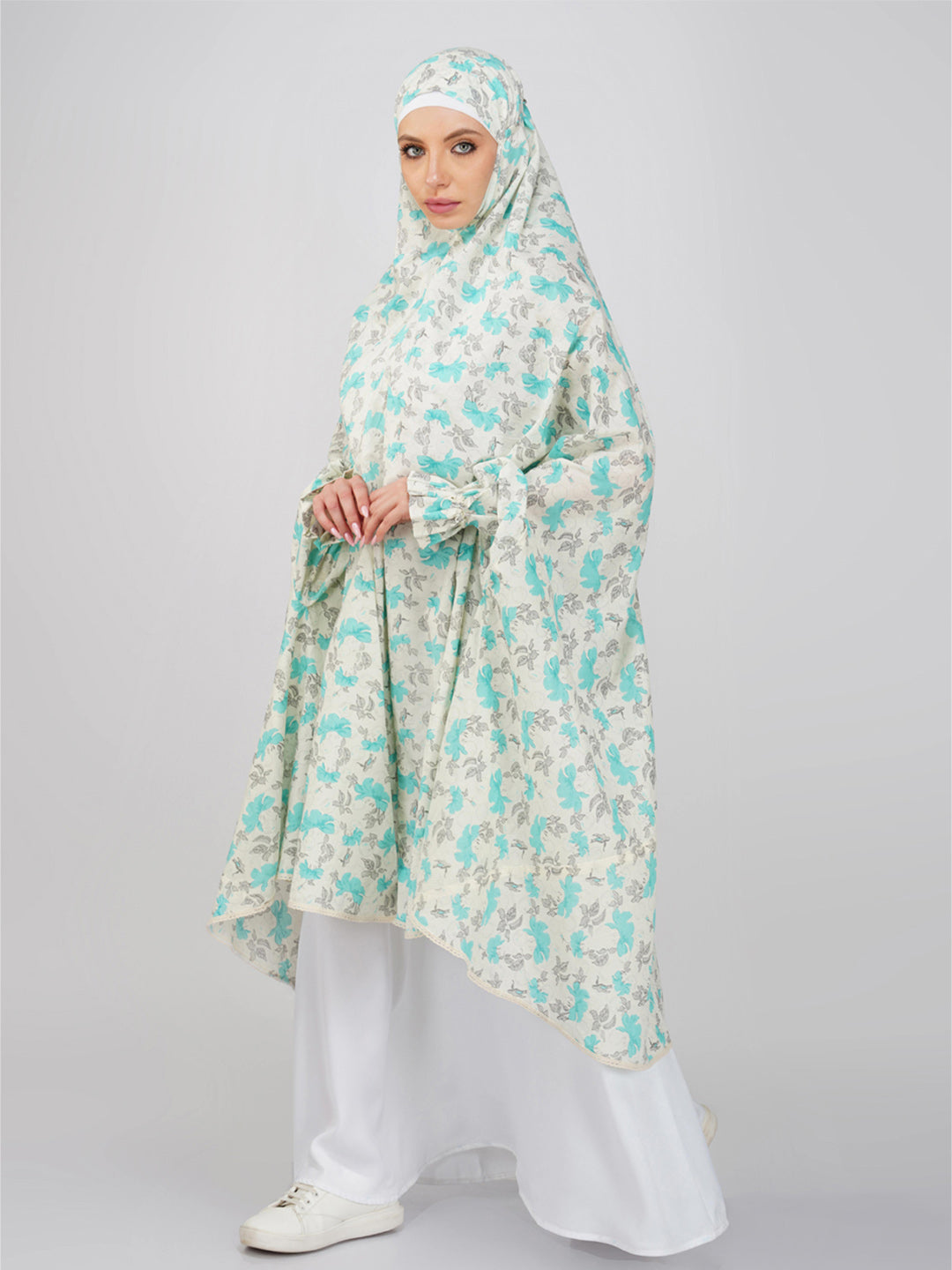 Noor Jahan Hibiscus Floral Knee Length Cotton Namaz Makhna