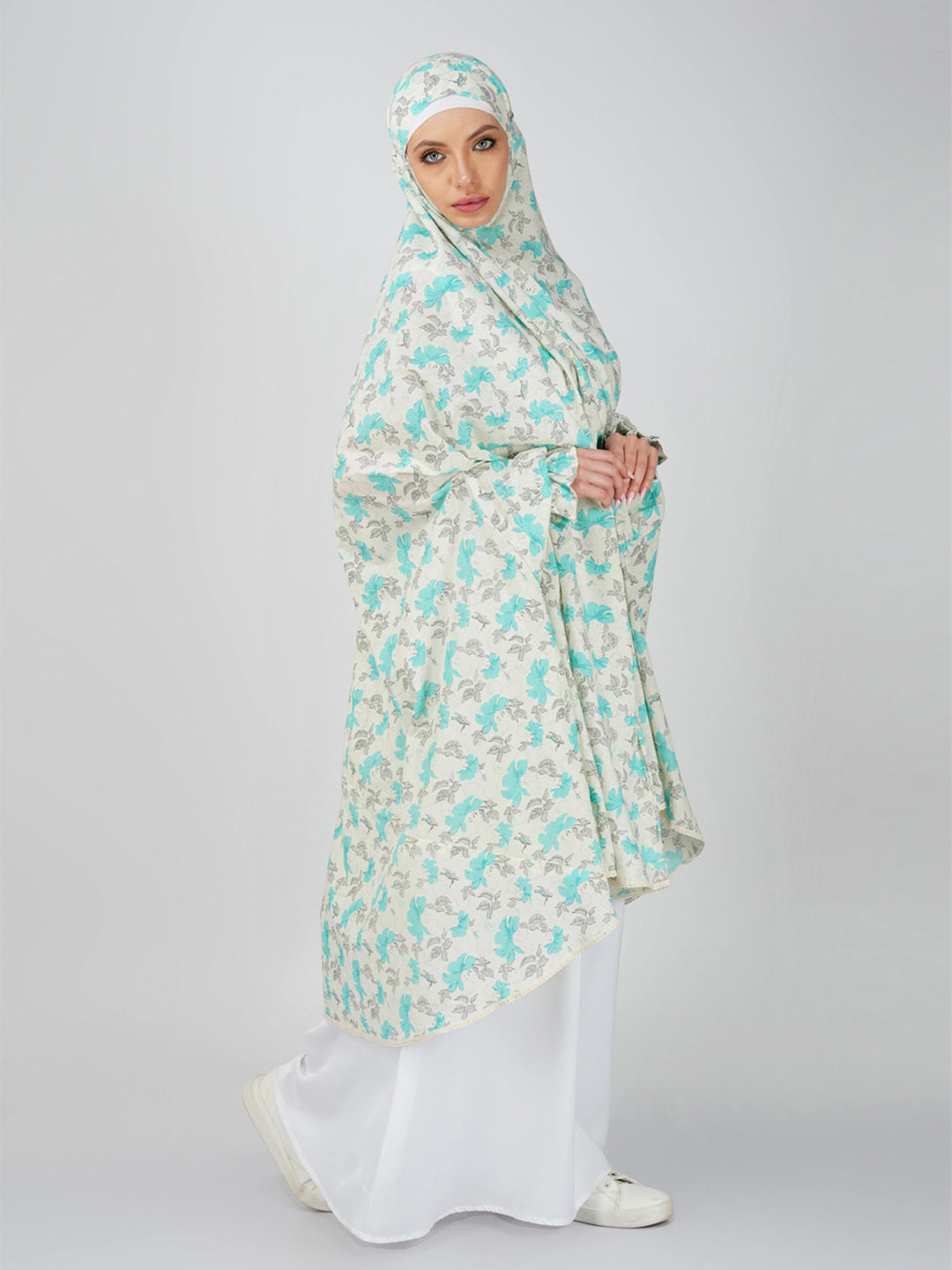 Noor Jahan Hibiscus Floral Knee Length Cotton Namaz Makhna