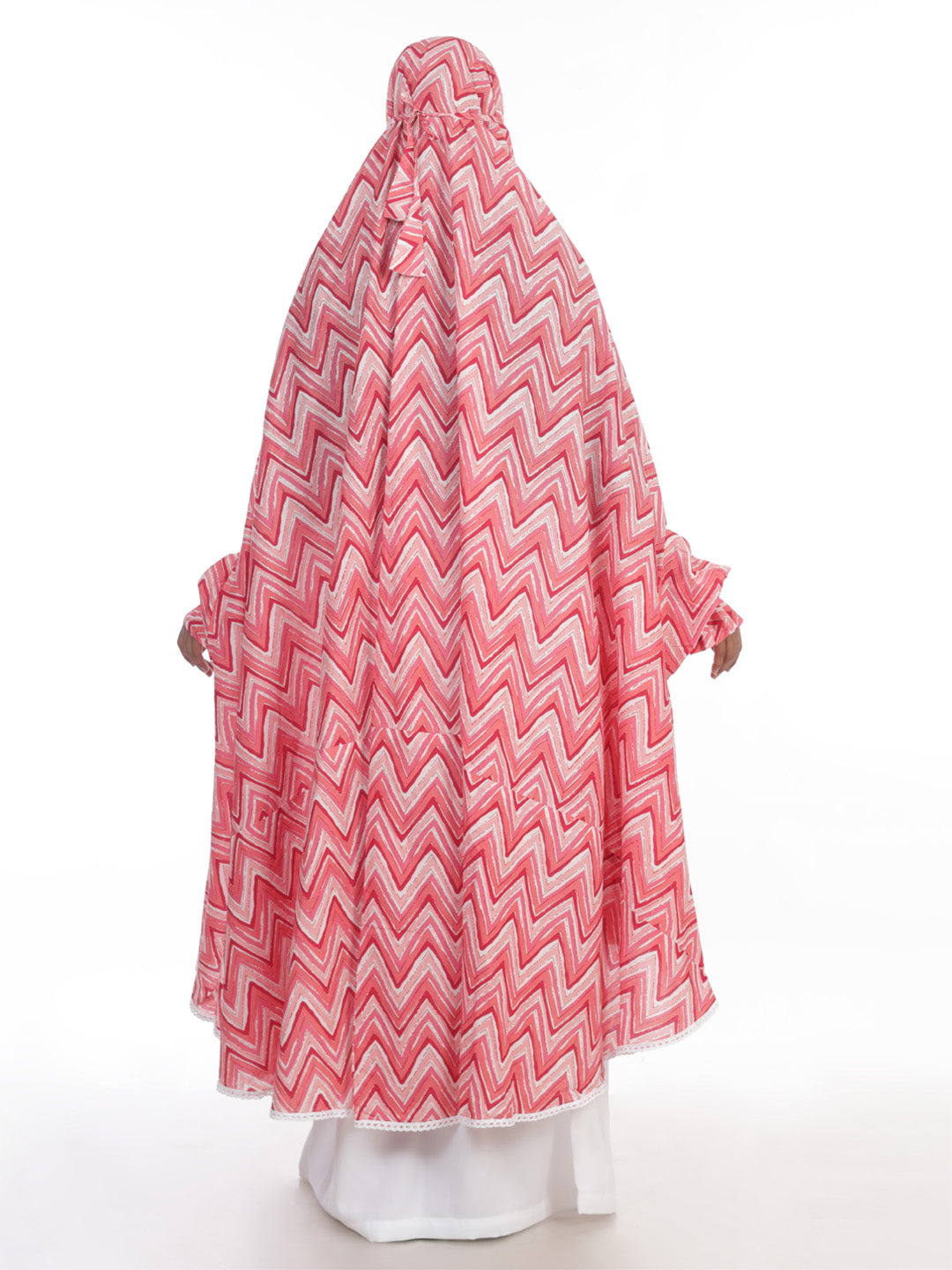 Pink Zig Zag Knee Length Cotton Namaz Makhna