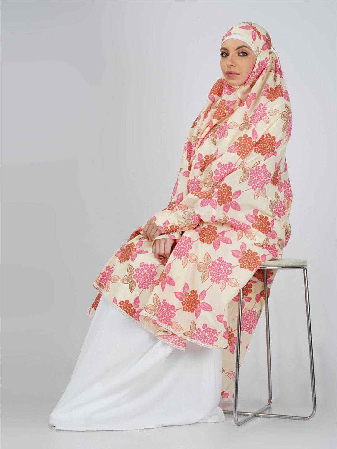 Ramizah Leaf Floral Knee Length Cotton Namaz Makhna