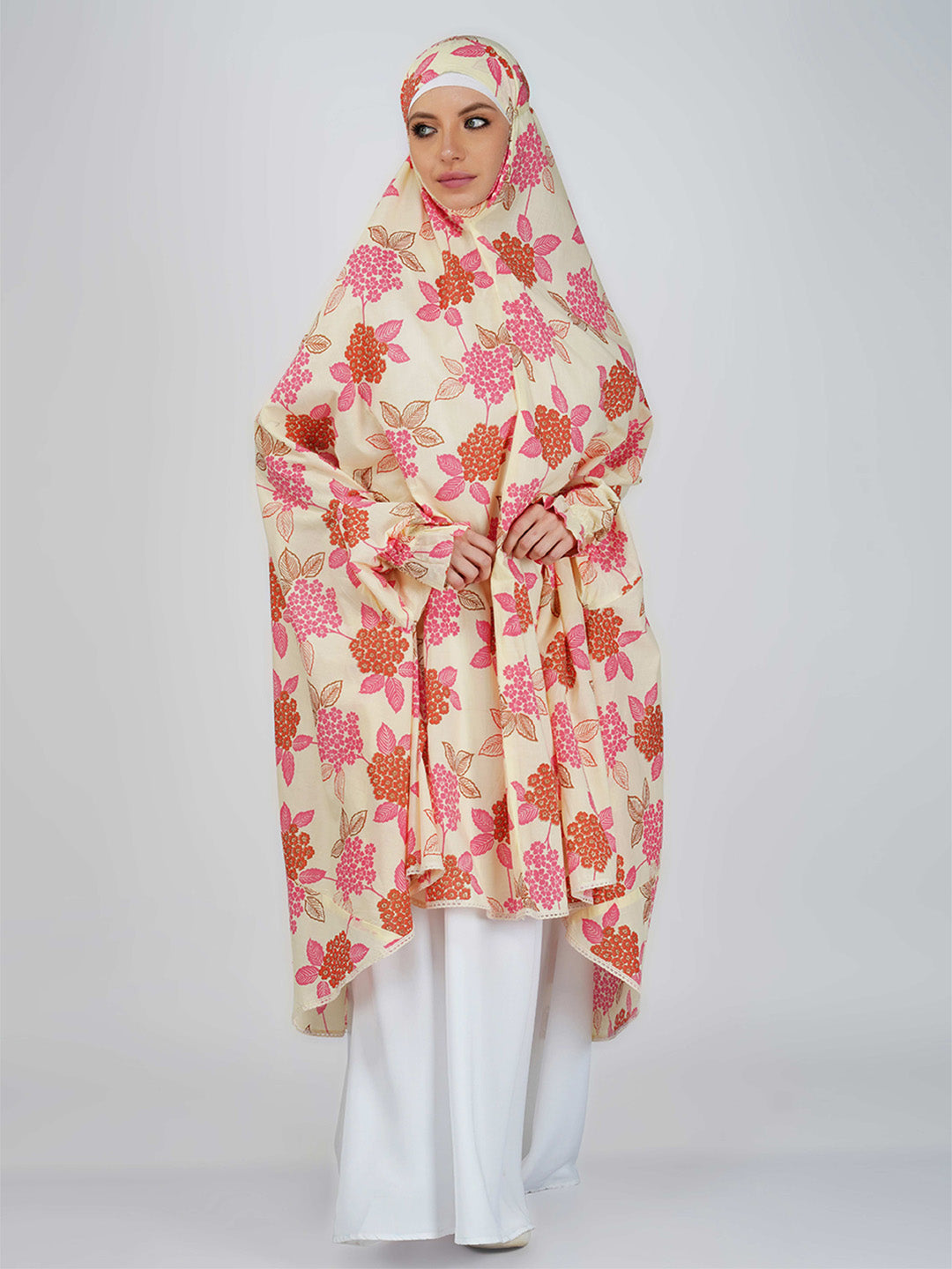 Ramizah Leaf Floral Knee Length Cotton Namaz Makhna