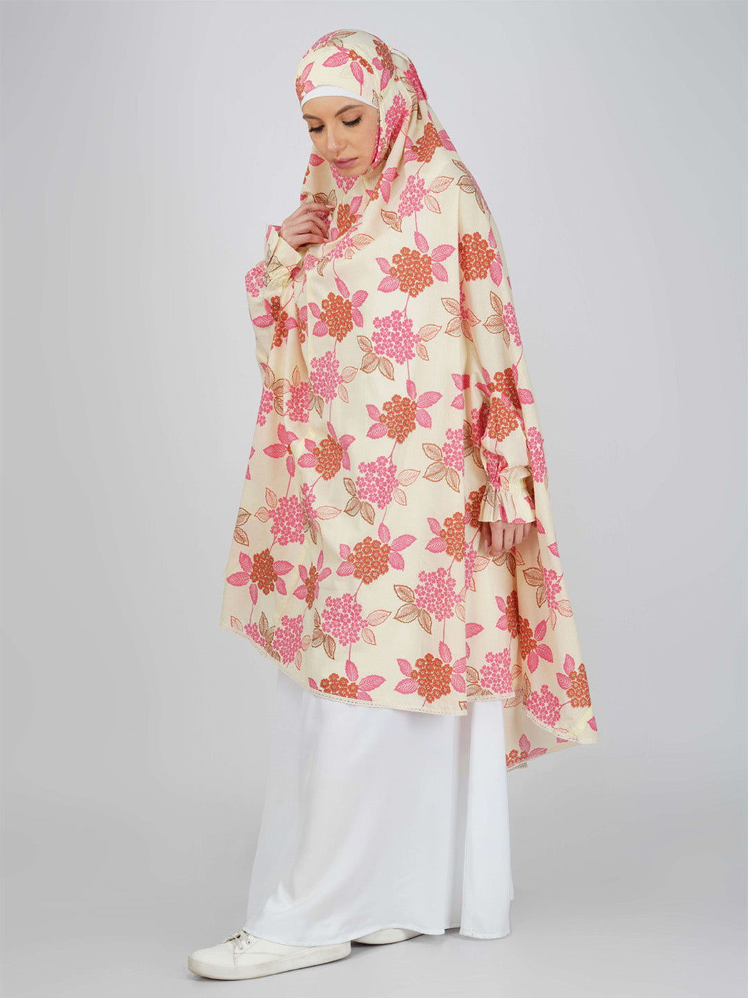 Ramizah Leaf Floral Knee Length Cotton Namaz Makhna