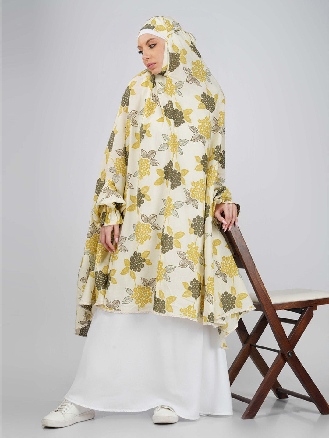 Ramizah Leaf Floral Knee Length Cotton Namaz Makhna