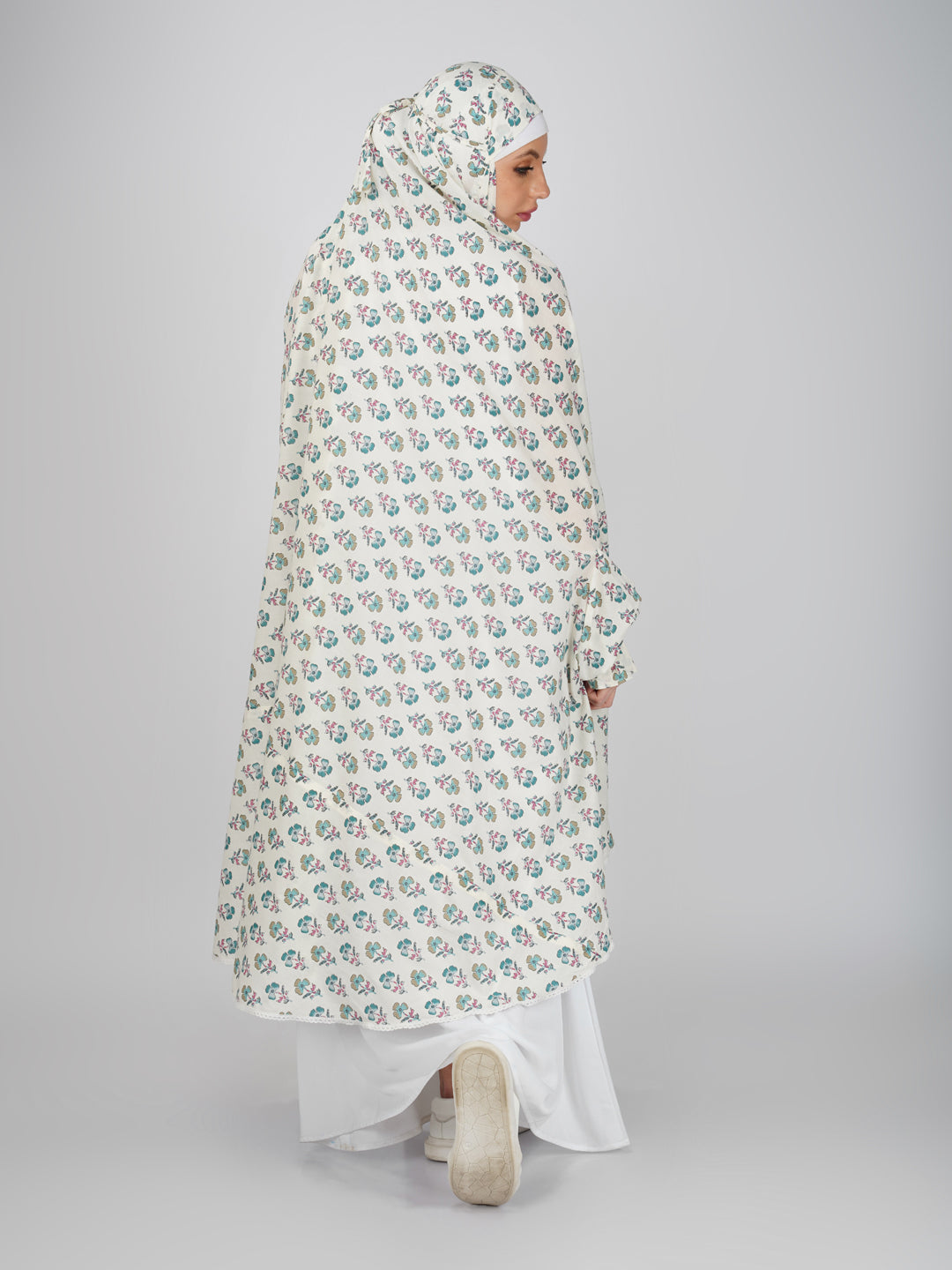 Nilofar Subtle Hibiscus Floral Knee Length Cotton Namaz Makhna