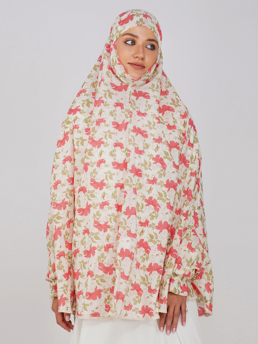Noor Jahan Pink Hibiscus Cotton Namaz Makhna