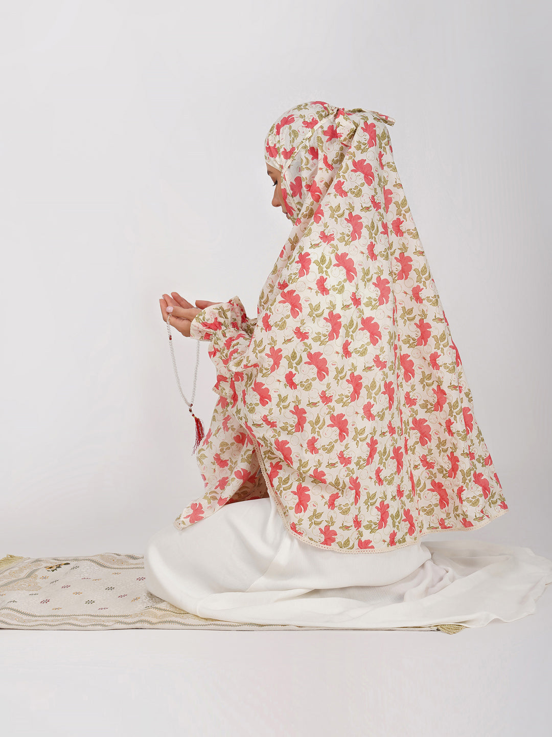 Noor Jahan Pink Hibiscus Cotton Namaz Makhna