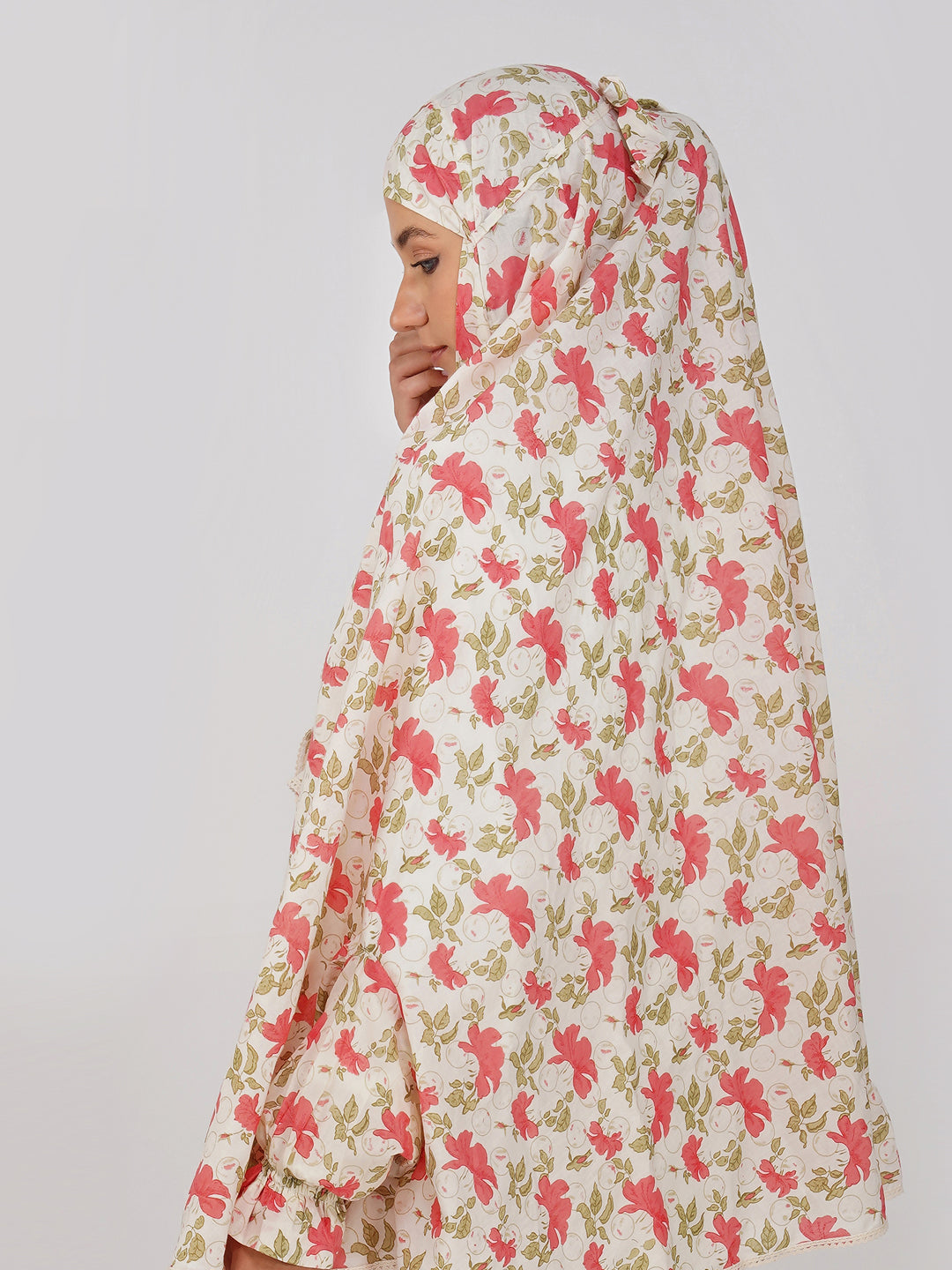 Noor Jahan Pink Hibiscus Cotton Namaz Makhna