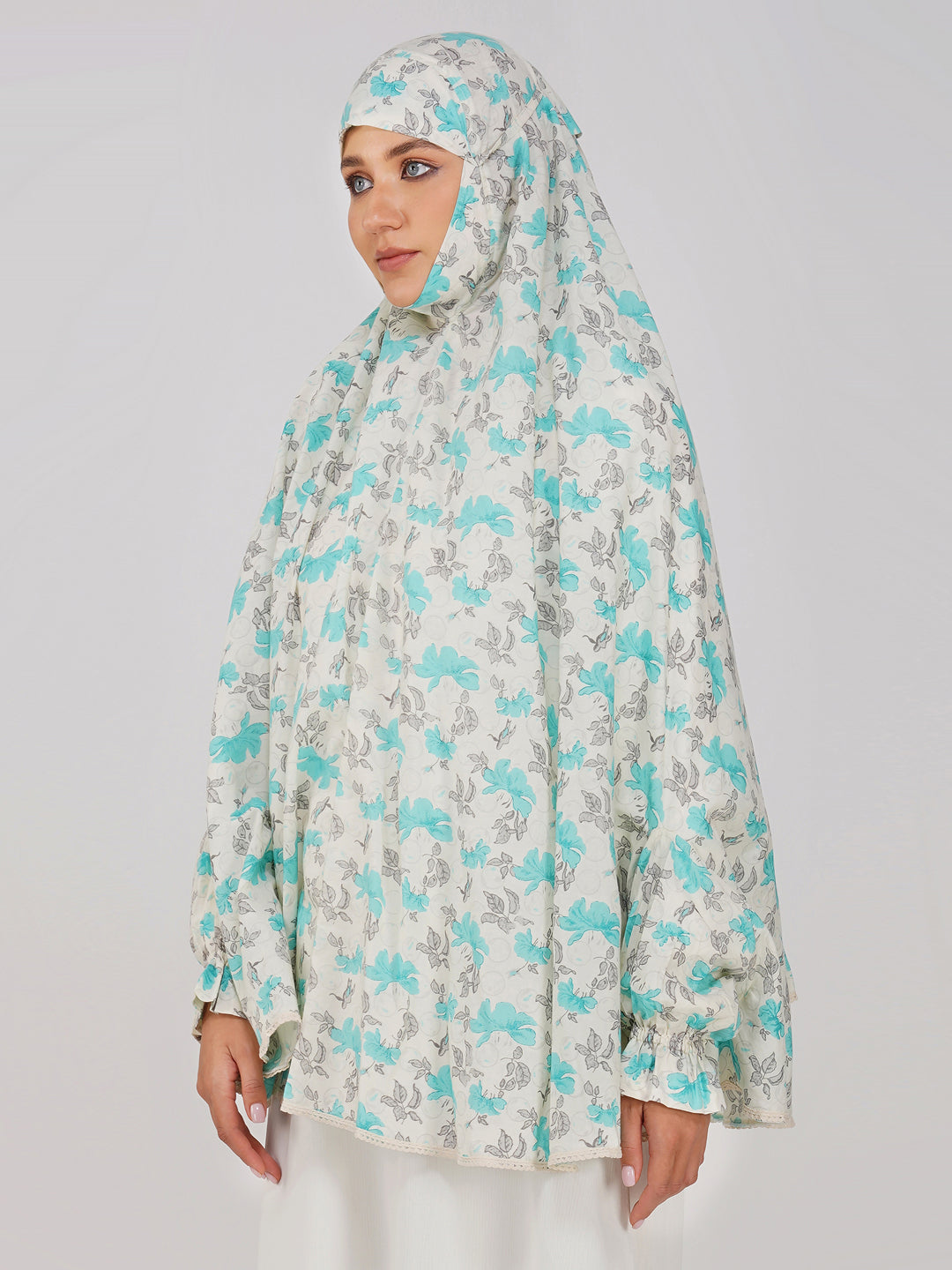 Noor Jahan Blue Hibiscus Cotton Namaz Makhna