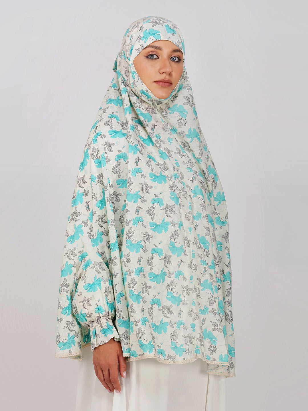 Noor Jahan Blue Hibiscus Cotton Namaz Makhna