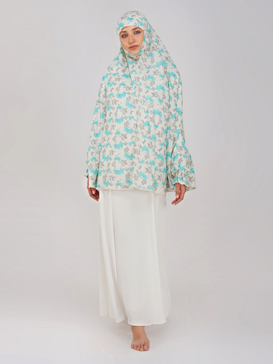 Noor Jahan Blue Hibiscus Cotton Namaz Makhna