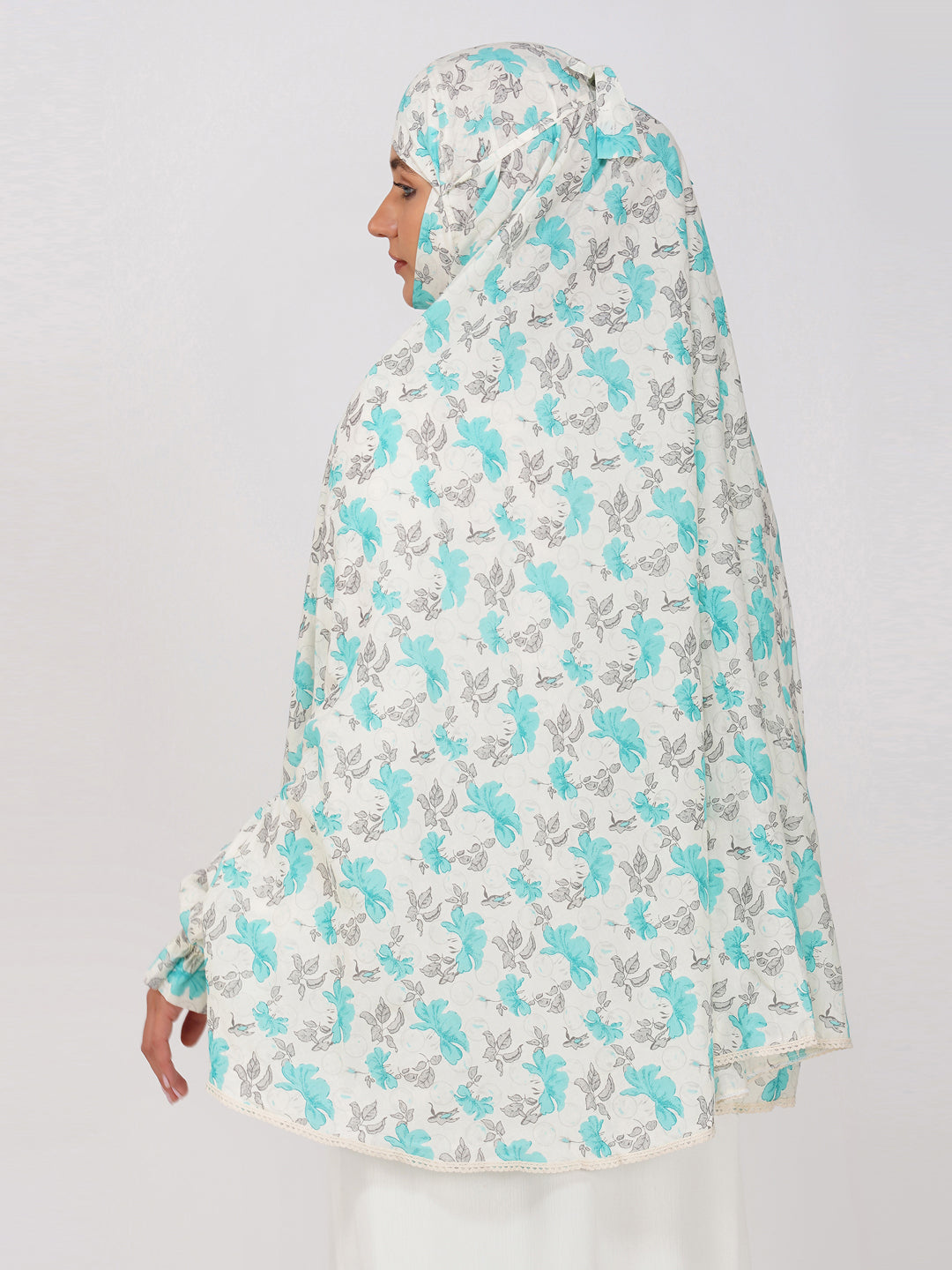 Noor Jahan Blue Hibiscus Cotton Namaz Makhna