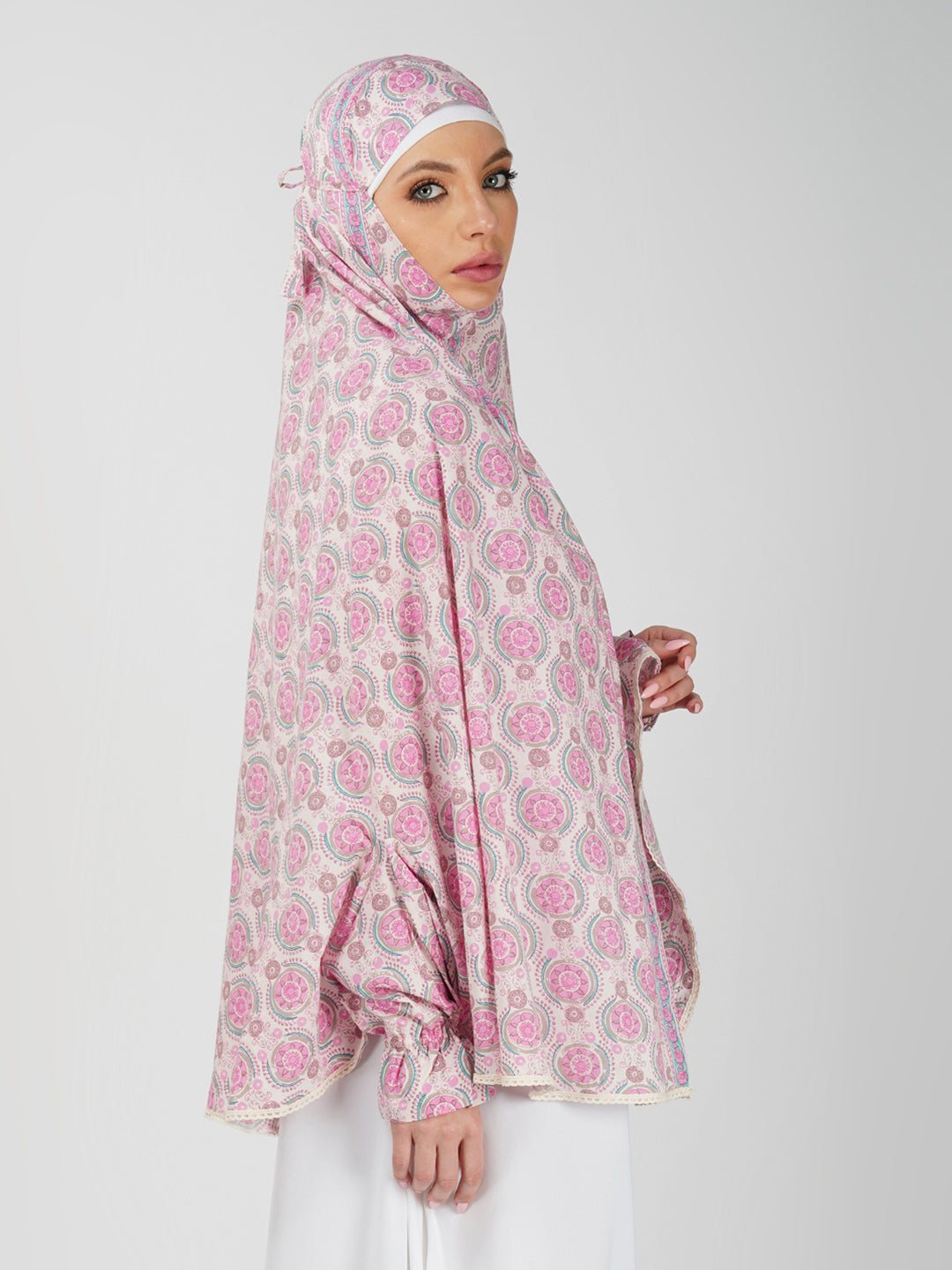Farah Pink Floral Cotton Namaz Makhna