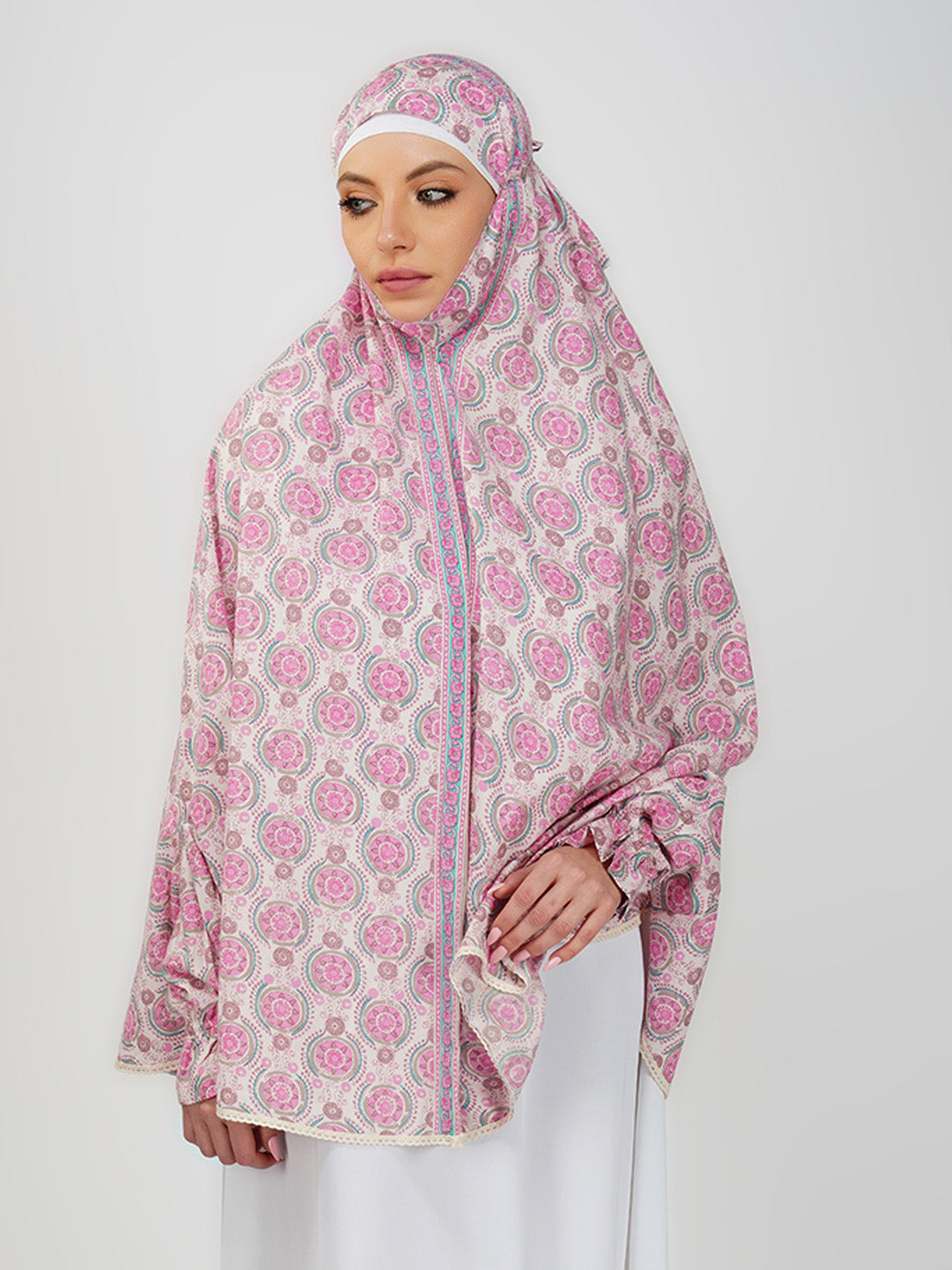 Farah Pink Floral Cotton Namaz Makhna