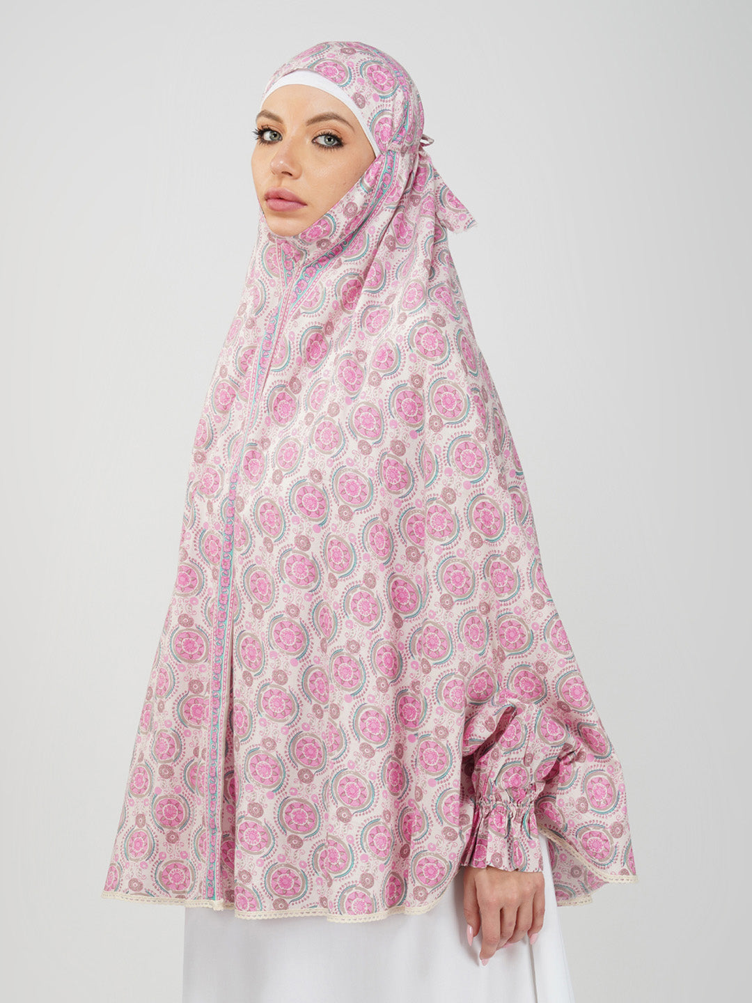 Farah Pink Floral Cotton Namaz Makhna