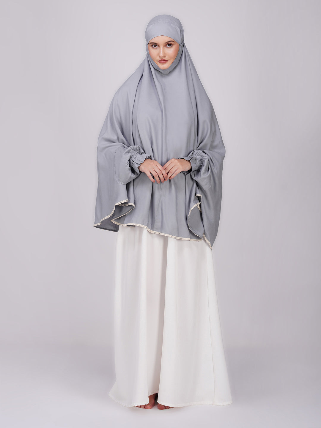 Arisha Grey Cotton Namaz Makhna