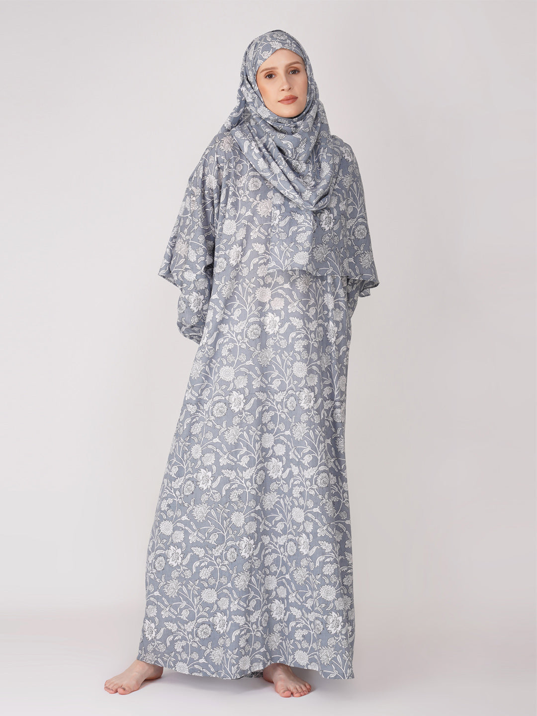 Gulnoor Grey Cotton Prayer Dress