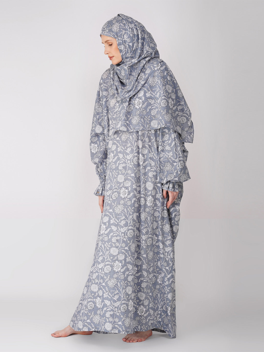 Gulnoor Grey Cotton Prayer Dress