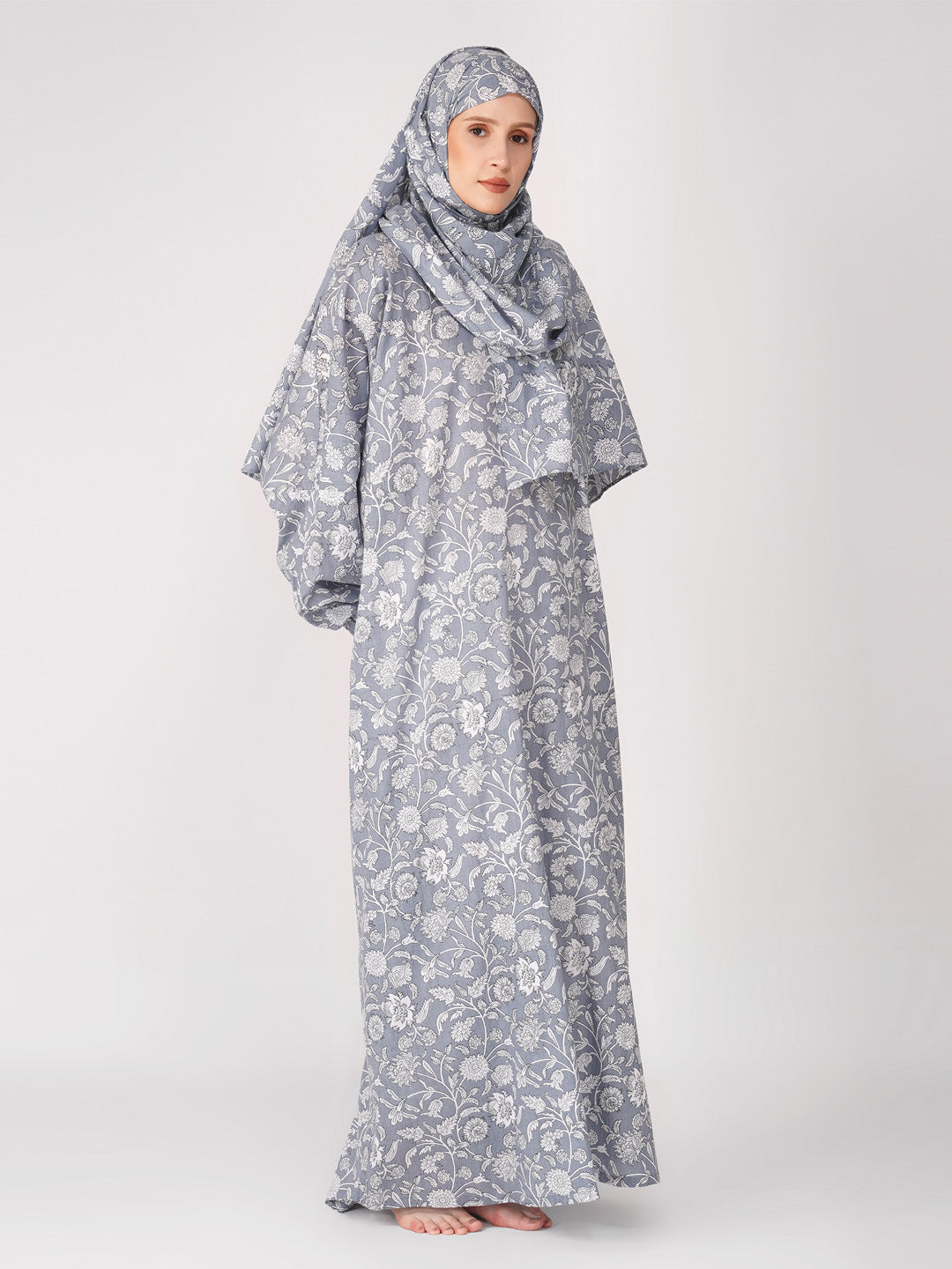 Gulnoor Grey Cotton Prayer Dress