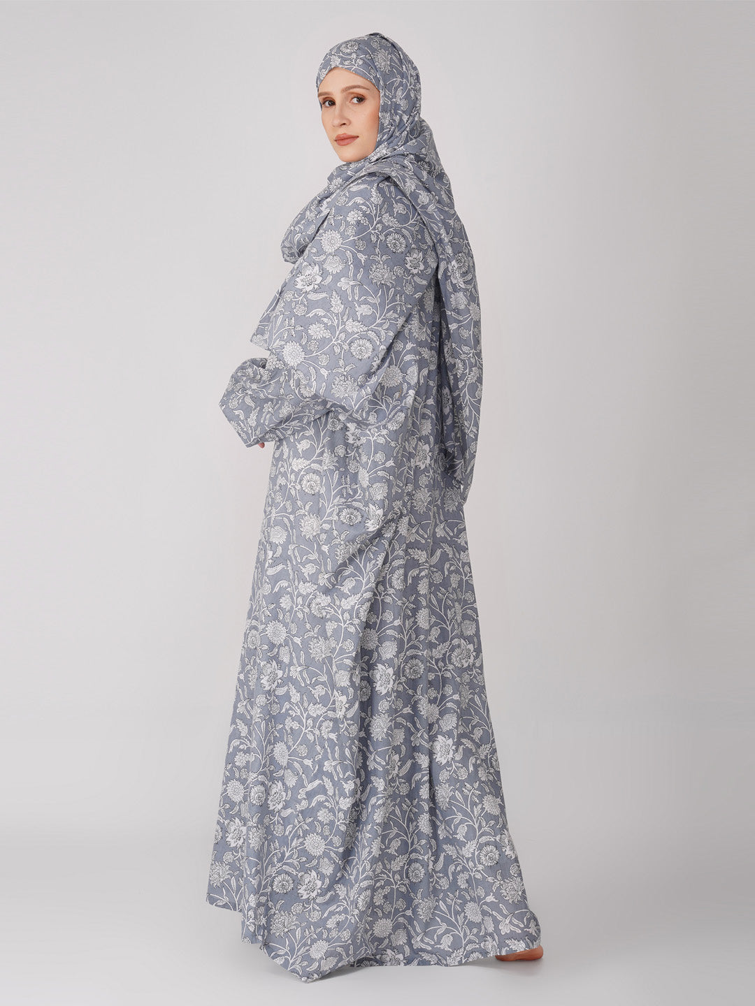 Gulnoor Grey Cotton Prayer Dress