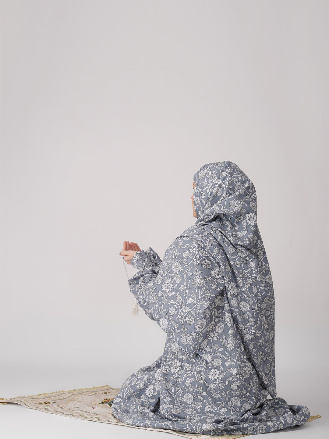 Gulnoor Grey Cotton Prayer Dress