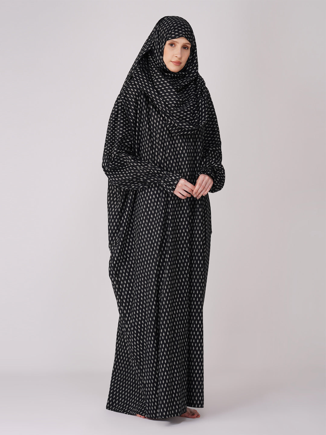 Asma Black Cotton Prayer Dress