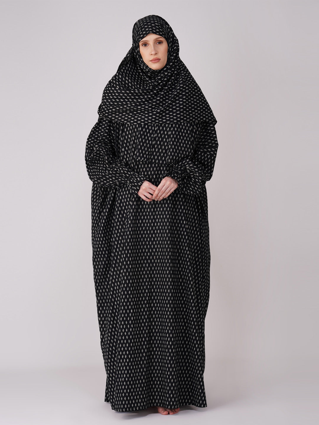 Asma Black Cotton Prayer Dress