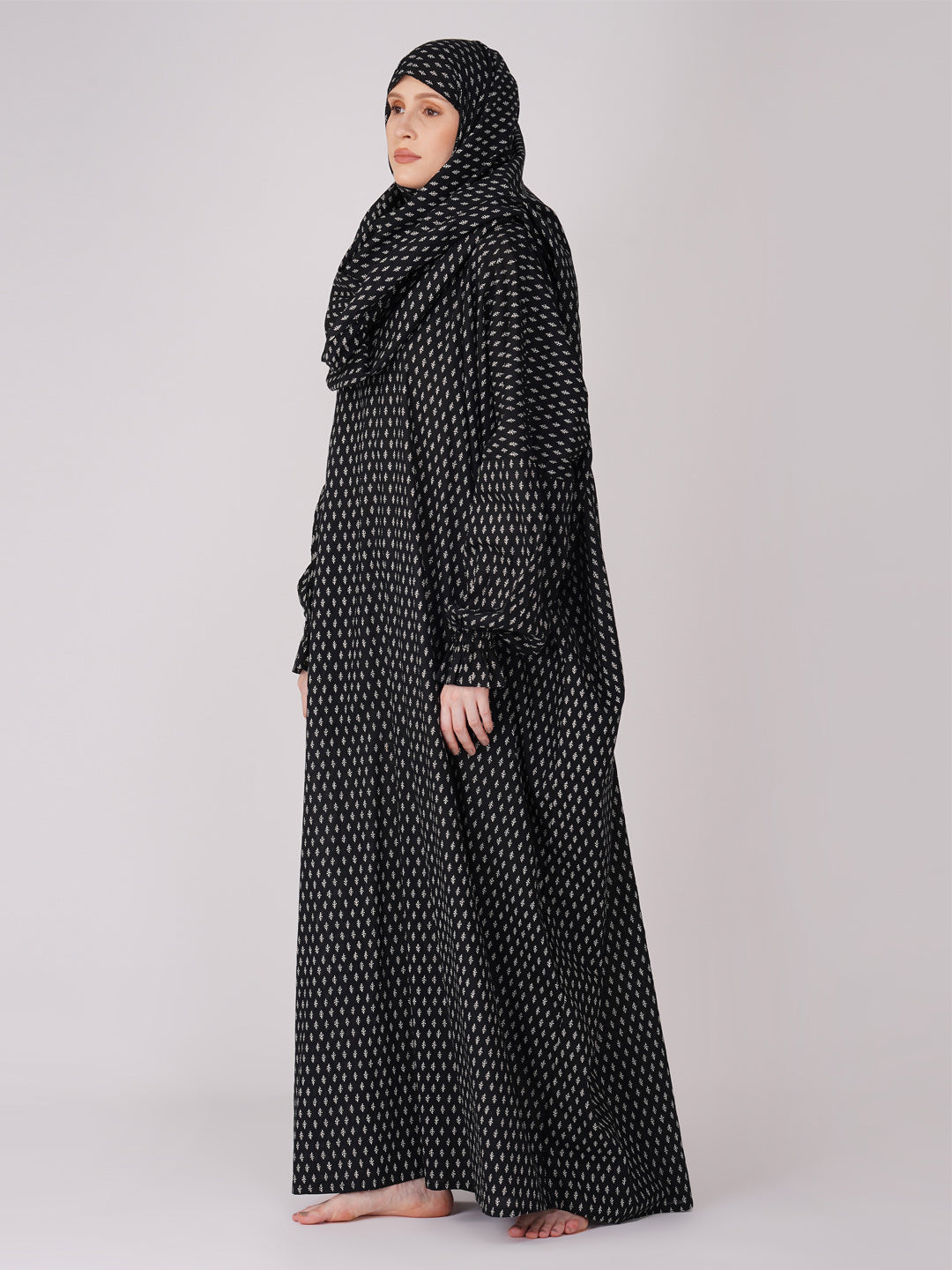 Asma Black Cotton Prayer Dress