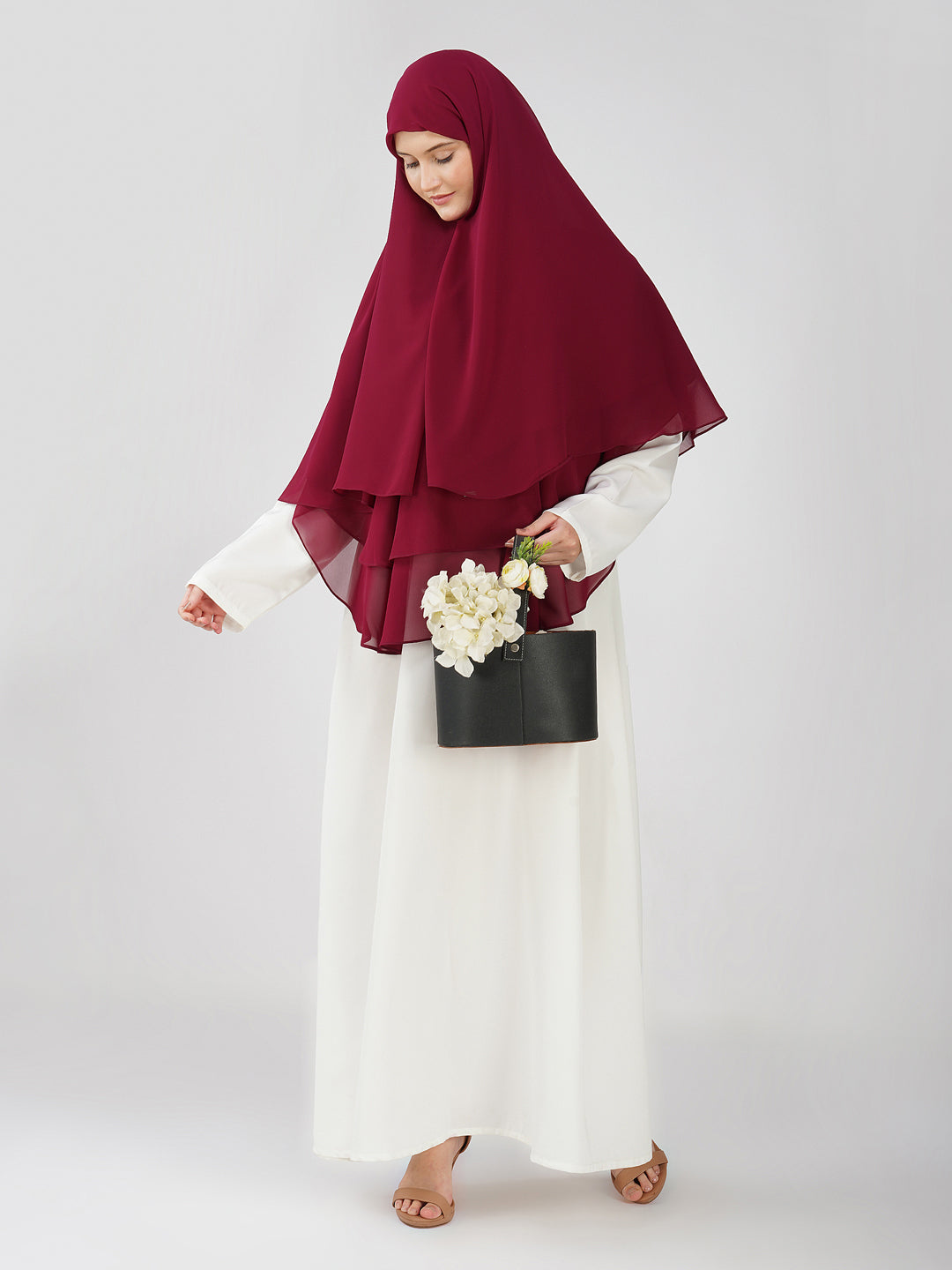 Triple Layer Cape Soft Georgette Khimar