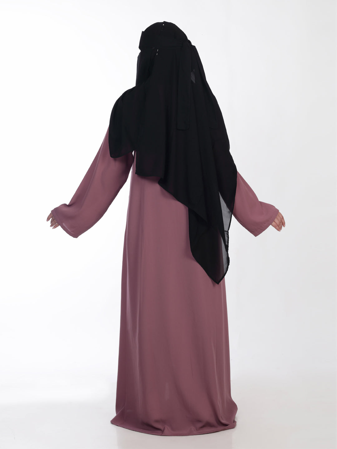 Front Pleated Full Length Zip Abaya