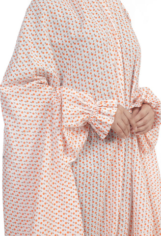 Orange Ditsy Floral Cotton Prayer Dress - ANA APPARELS